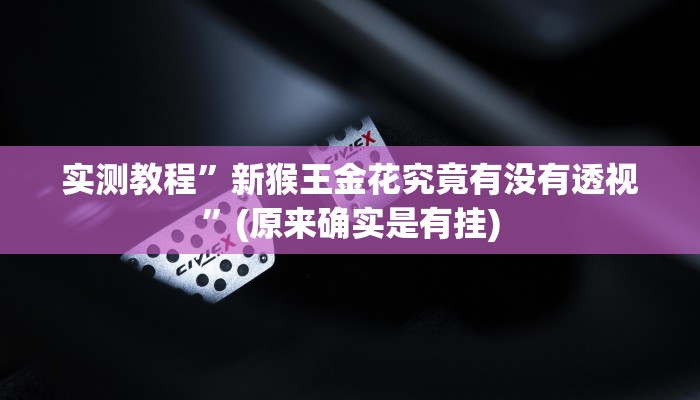 实测教程”新猴王金花究竟有没有透视”(原来确实是有挂)
