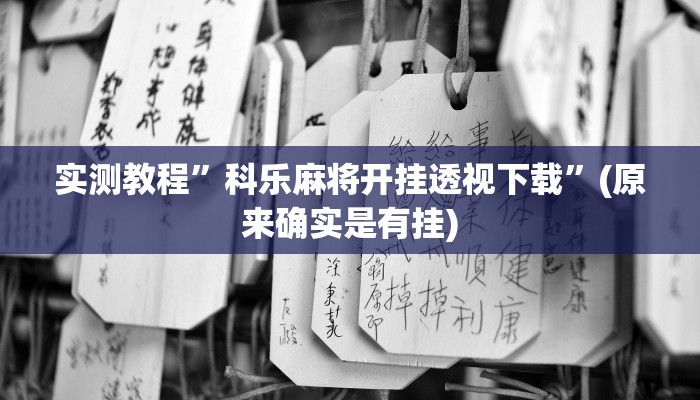 实测教程”科乐麻将开挂透视下载”(原来确实是有挂)