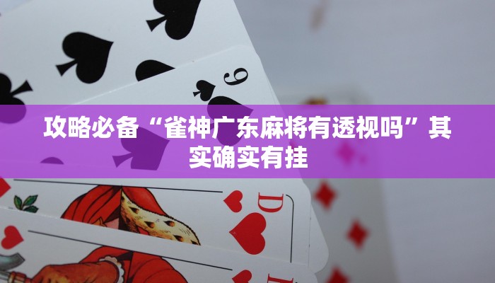 攻略必备“昆山文山麻将透视挂”(原来确实是有挂)