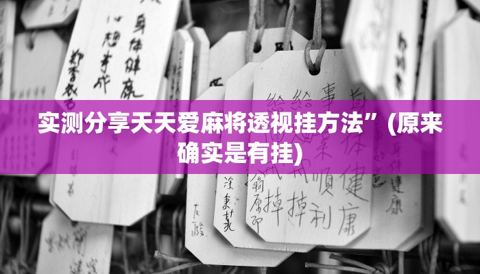 实测分享天天摸麻将怎么用挂”(原来确实是有挂)