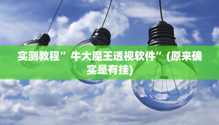 实测教程”牛大魔王透视软件”(原来确实是有挂)