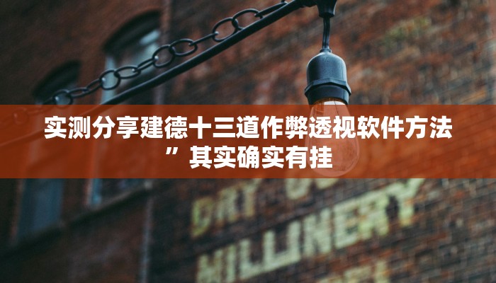 实测分享建德十三道作弊透视软件方法”其实确实有挂
