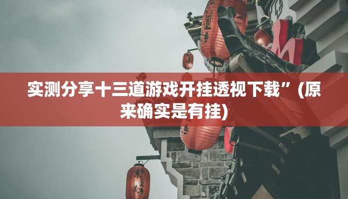 实测教程”大头十三张有挂吗”其实确实有挂
