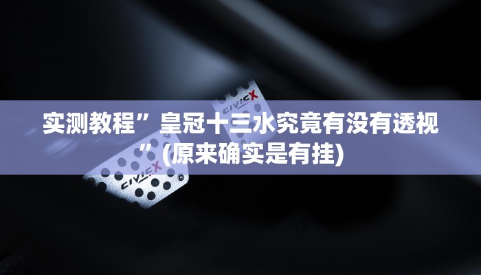 实测教程”皇冠十三水究竟有没有透视”(原来确实是有挂)