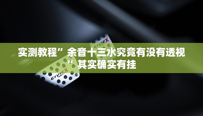 实测教程”余音十三水究竟有没有透视”其实确实有挂
