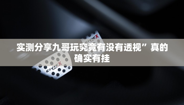 攻略必备“九哥玩有挂吗”真的确实有挂