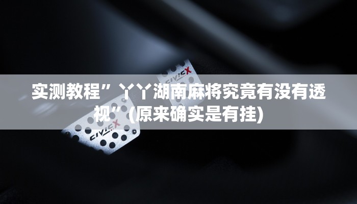 实测教程”丫丫湖南麻将究竟有没有透视”(原来确实是有挂)