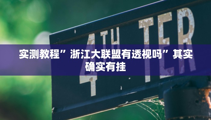 实测教程”浙江大联盟有透视吗”其实确实有挂
