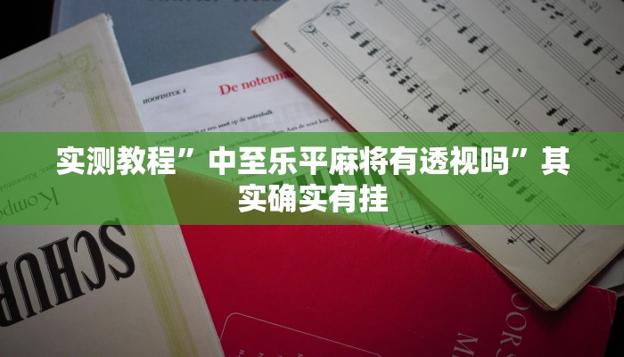 实测教程”中至乐平麻将有透视吗”其实确实有挂
