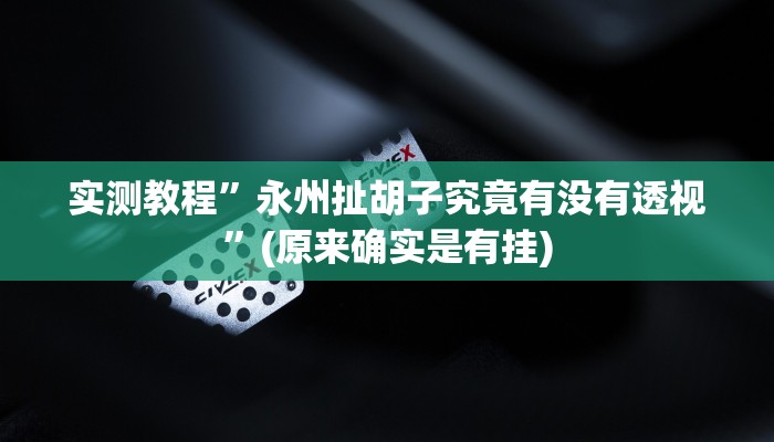 实测教程”永州扯胡子究竟有没有透视”(原来确实是有挂)