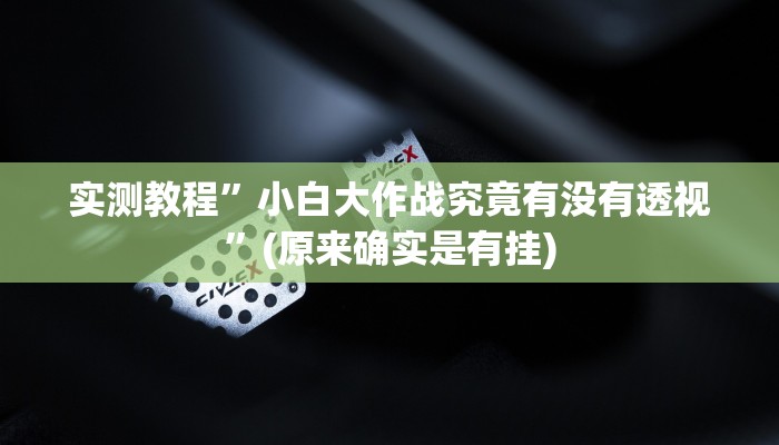 实测教程”小白大作战究竟有没有透视”(原来确实是有挂)