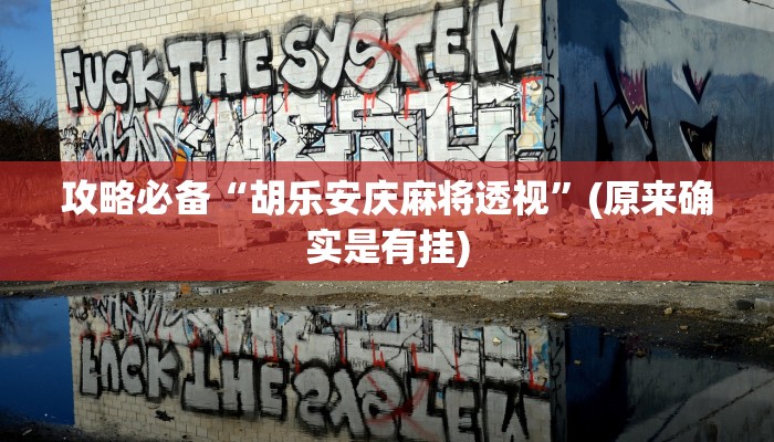 攻略必备“胡乐安庆麻将透视”(原来确实是有挂)
