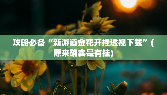 攻略必备“新游道金花开挂透视下载”(原来确实是有挂)