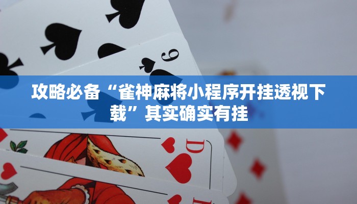 攻略必备“雀神麻将小程序开挂透视下载”其实确实有挂
