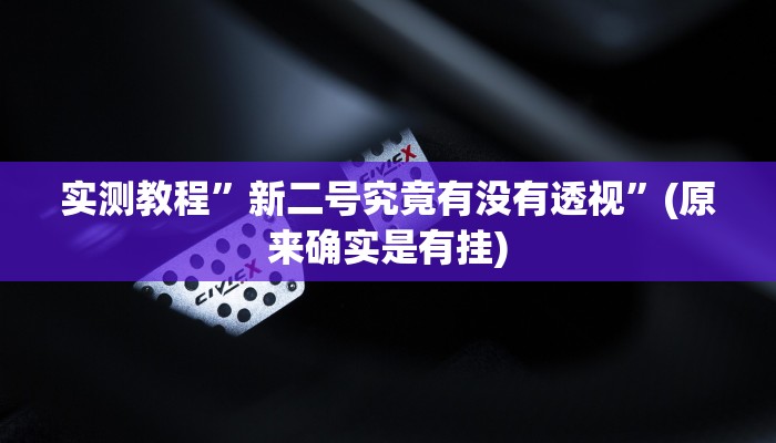 实测教程”新二号究竟有没有透视”(原来确实是有挂)