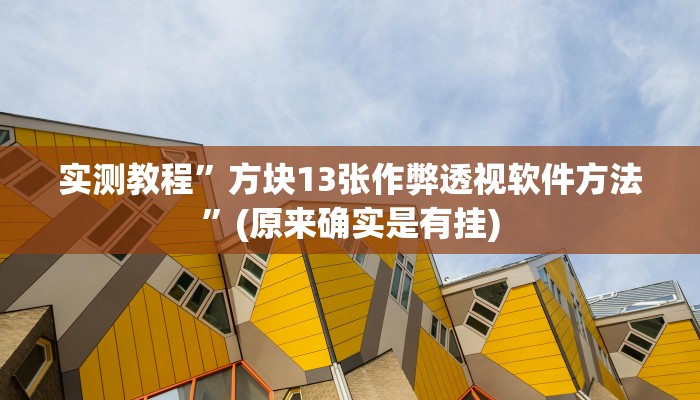 实测教程”方块13张作弊透视软件方法”(原来确实是有挂)