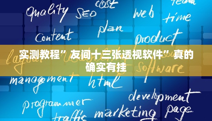 实测教程”友间十三张透视软件”真的确实有挂