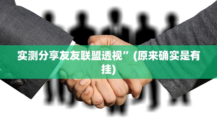 实测分享友友联盟透视”(原来确实是有挂)