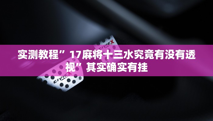 实测分享鹤岗麻雀通用挂”(原来确实是有挂)