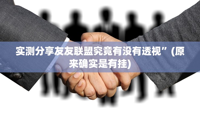 实测分享友友联盟究竟有没有透视”(原来确实是有挂)