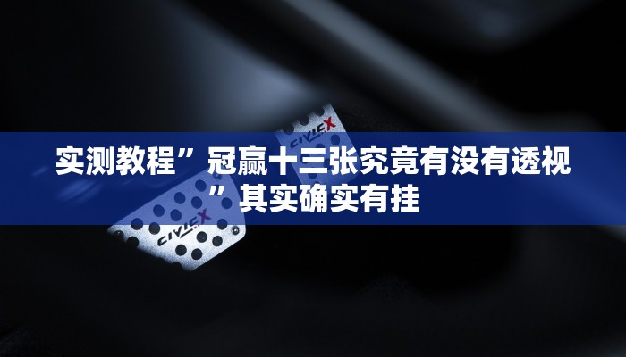 实测教程”冠赢十三张究竟有没有透视”其实确实有挂
