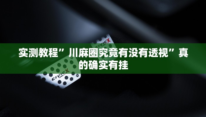 实测教程”川麻圈究竟有没有透视”真的确实有挂