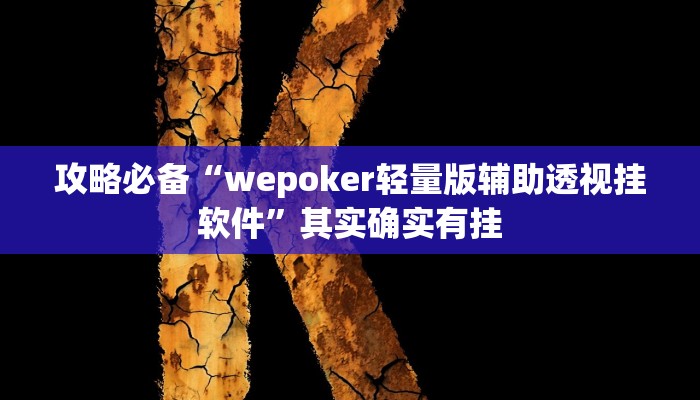 攻略必备“wepoker轻量版辅助透视挂软件”其实确实有挂
