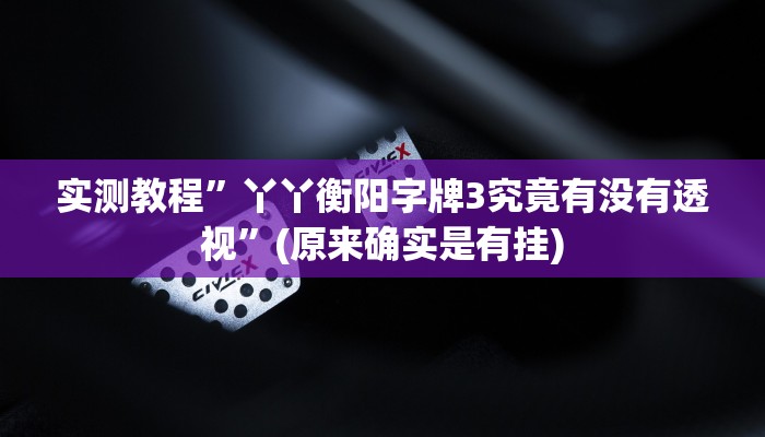实测教程”丫丫衡阳字牌3究竟有没有透视”(原来确实是有挂)