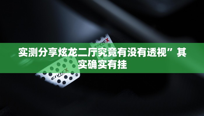 实测分享炫龙二厅究竟有没有透视”其实确实有挂
