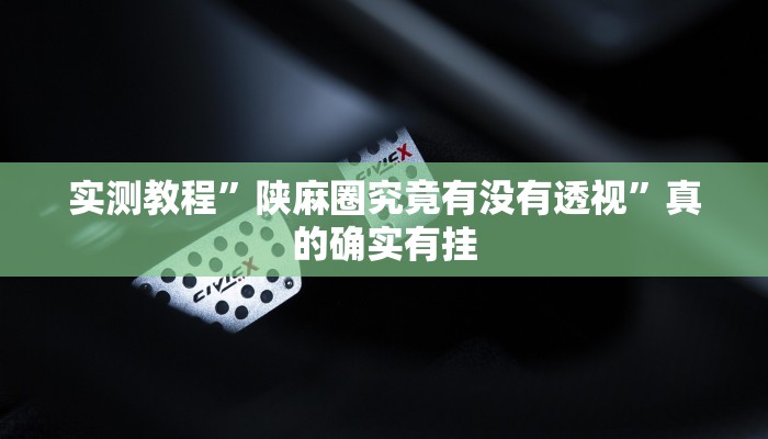 实测教程”陕麻圈究竟有没有透视”真的确实有挂