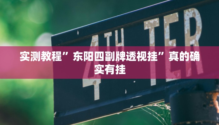 实测教程”东阳四副牌透视挂”真的确实有挂