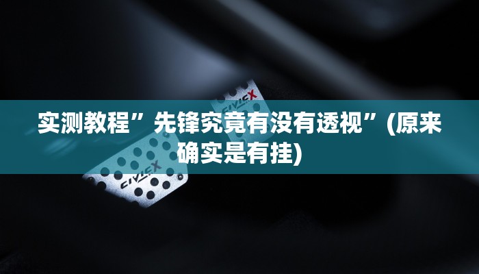 实测教程”先锋究竟有没有透视”(原来确实是有挂)