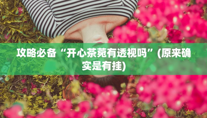 攻略必备“开心茶菀有透视吗”(原来确实是有挂)