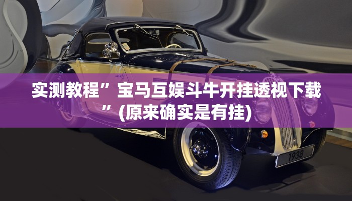 实测教程”宝马互娱斗牛开挂透视下载”(原来确实是有挂)