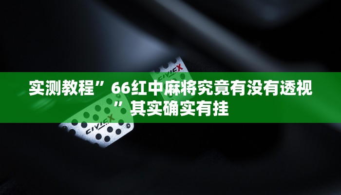 实测教程”66红中麻将究竟有没有透视”其实确实有挂

