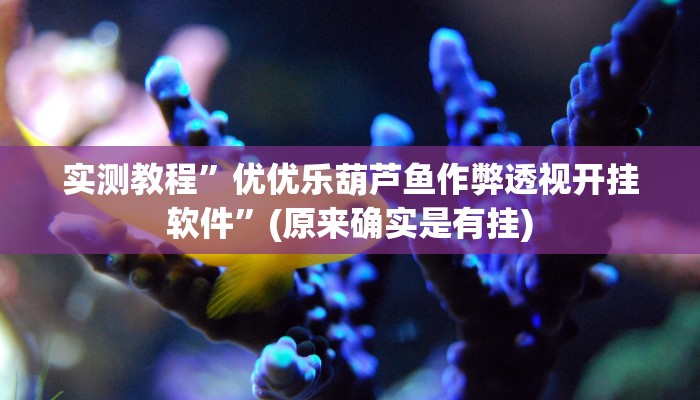 实测教程”优优乐葫芦鱼作弊透视开挂软件”(原来确实是有挂)