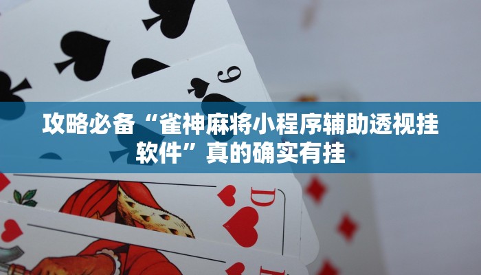 攻略必备“雀神麻将小程序辅助透视挂软件”真的确实有挂