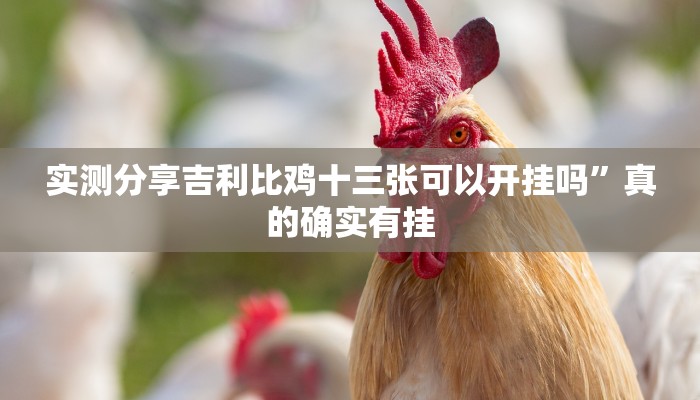 实测分享吉利比鸡十三张可以开挂吗”真的确实有挂