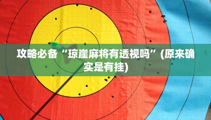 攻略必备“琼崖麻将有透视吗”(原来确实是有挂)