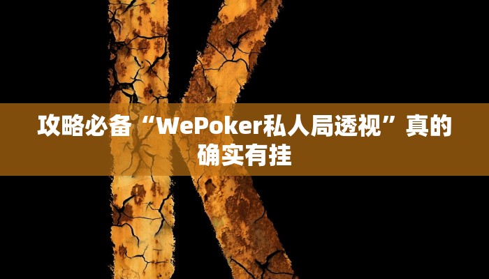 攻略必备“WePoker私人局透视”真的确实有挂