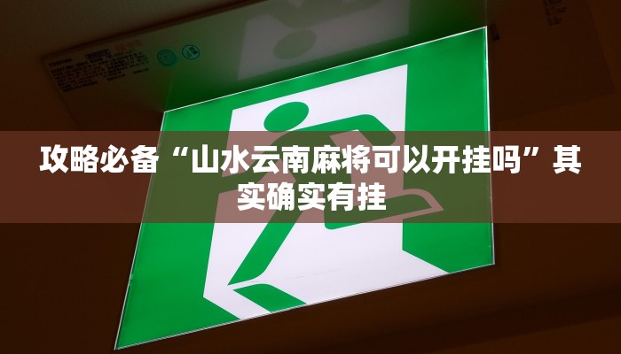 攻略必备“山水云南麻将可以开挂吗”其实确实有挂
