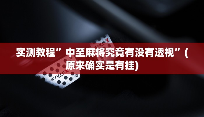 实测教程”中至麻将究竟有没有透视”(原来确实是有挂)