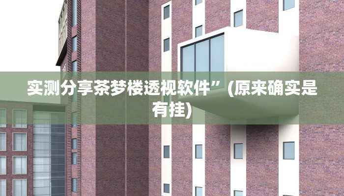 实测分享茶梦楼透视软件”(原来确实是有挂)
