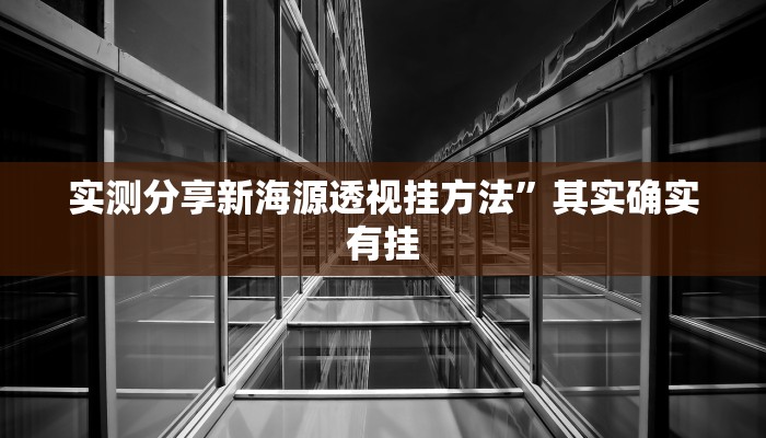 实测分享新海源透视挂方法”其实确实有挂
