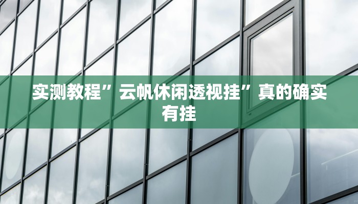 实测教程”云帆休闲透视挂”真的确实有挂