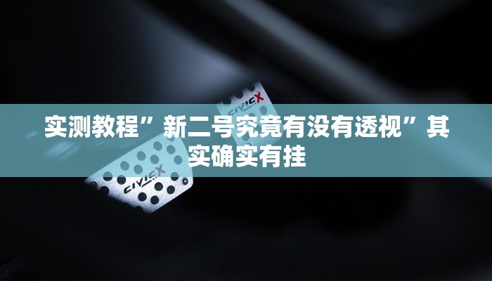 实测教程”新二号究竟有没有透视”其实确实有挂
