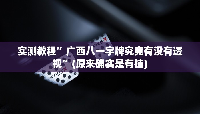 实测教程”广西八一字牌究竟有没有透视”(原来确实是有挂)