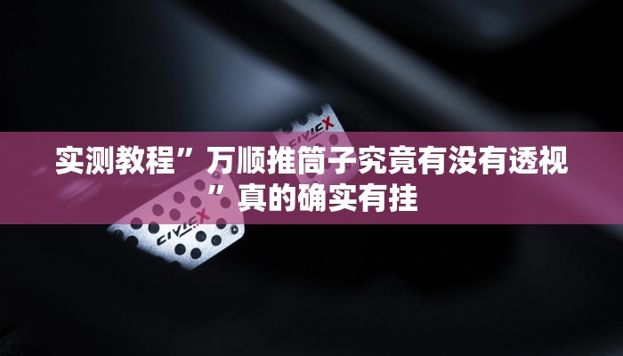 实测教程”万顺推筒子究竟有没有透视”真的确实有挂