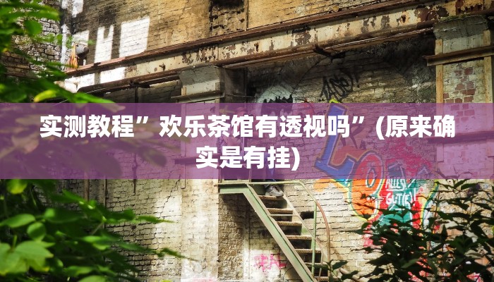 实测教程”欢乐茶馆有透视吗”(原来确实是有挂)
