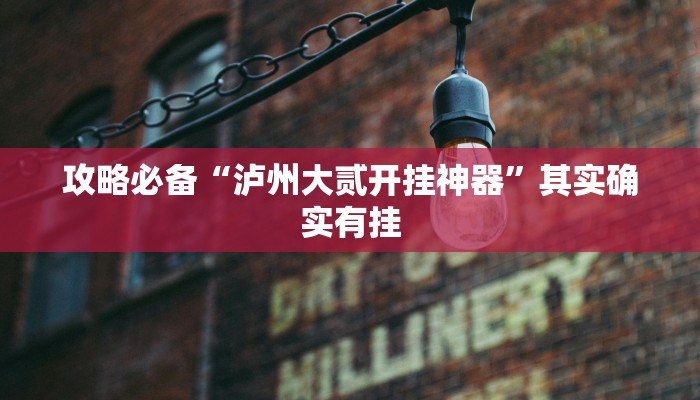 攻略必备“泸州大贰开挂神器”其实确实有挂
